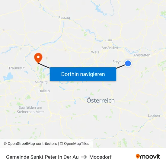 Gemeinde Sankt Peter In Der Au to Moosdorf map