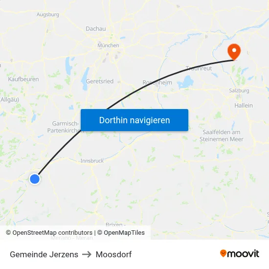 Gemeinde Jerzens to Moosdorf map