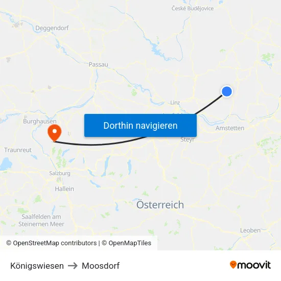 Königswiesen to Moosdorf map