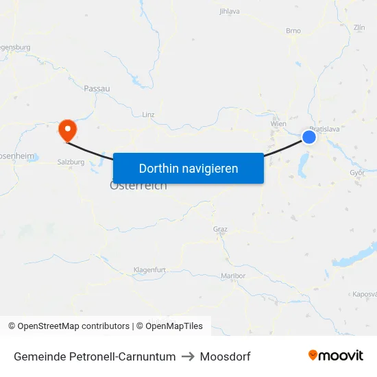 Gemeinde Petronell-Carnuntum to Moosdorf map
