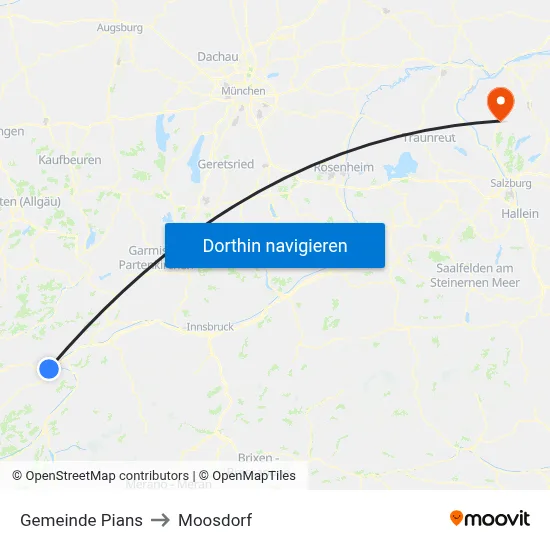 Gemeinde Pians to Moosdorf map