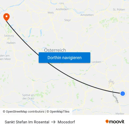 Sankt Stefan Im Rosental to Moosdorf map