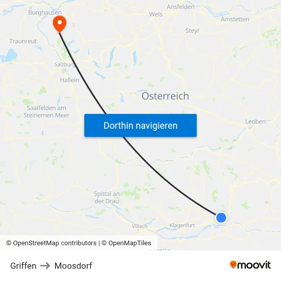 Griffen to Moosdorf map