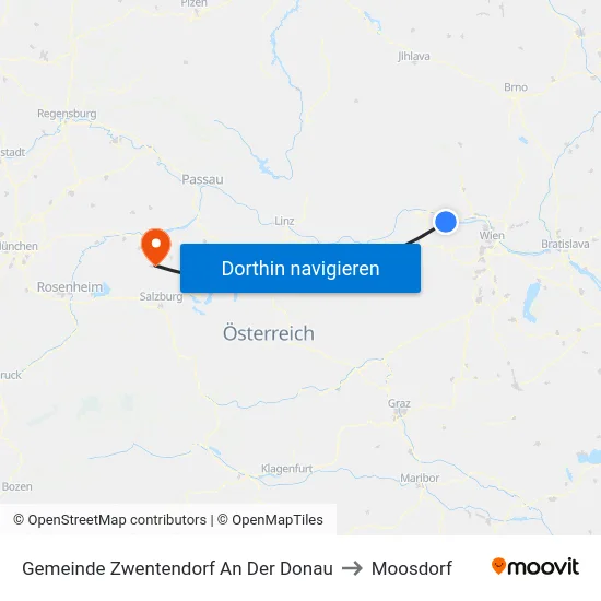 Gemeinde Zwentendorf An Der Donau to Moosdorf map