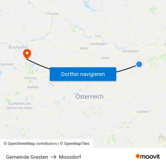 Gemeinde Gresten to Moosdorf map