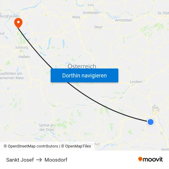 Sankt Josef to Moosdorf map