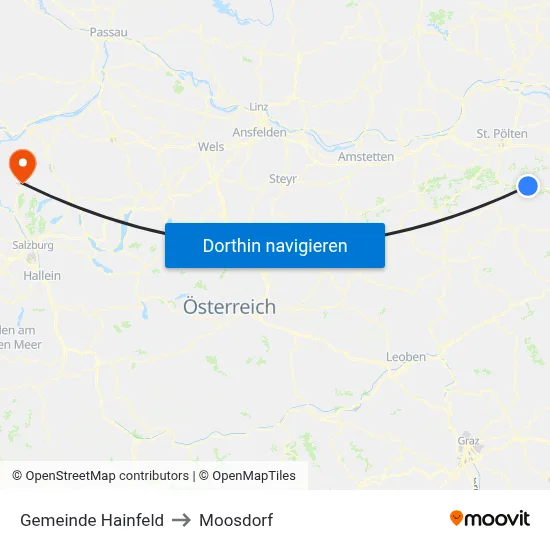 Gemeinde Hainfeld to Moosdorf map