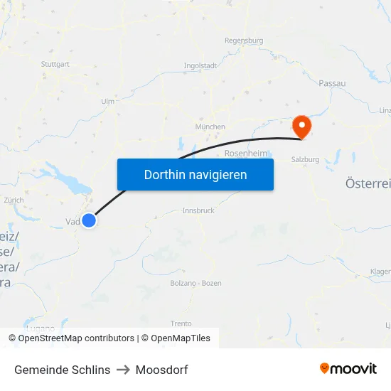 Gemeinde Schlins to Moosdorf map