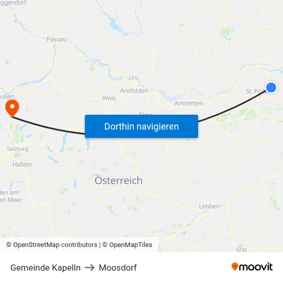Gemeinde Kapelln to Moosdorf map