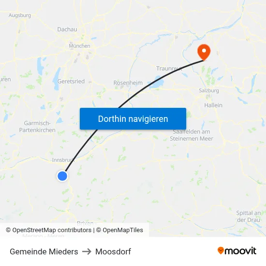 Gemeinde Mieders to Moosdorf map