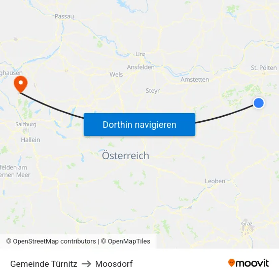 Gemeinde Türnitz to Moosdorf map