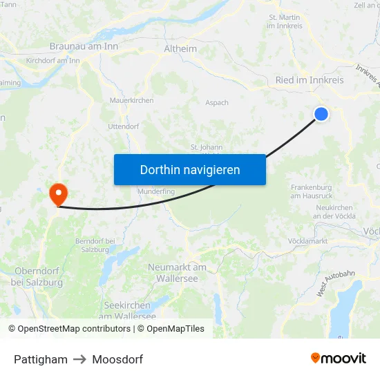 Pattigham to Moosdorf map