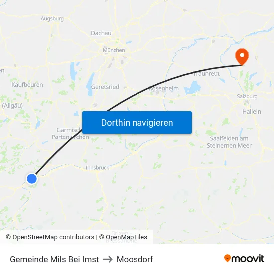 Gemeinde Mils Bei Imst to Moosdorf map