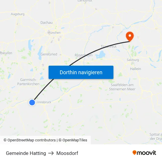 Gemeinde Hatting to Moosdorf map