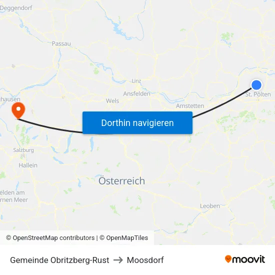 Gemeinde Obritzberg-Rust to Moosdorf map