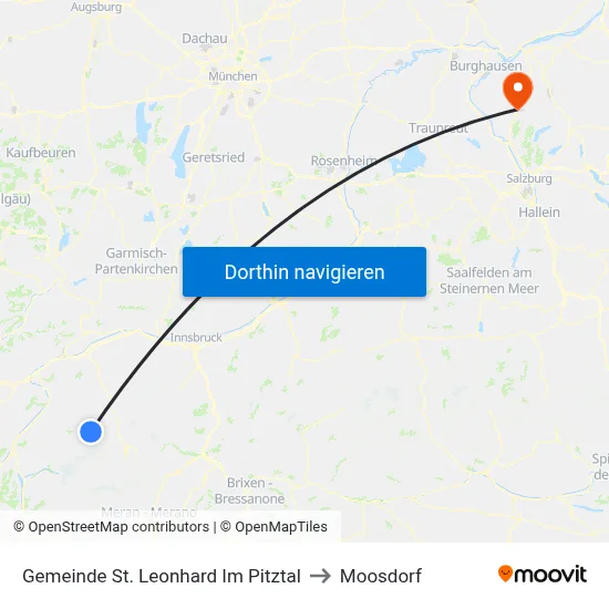 Gemeinde St. Leonhard Im Pitztal to Moosdorf map