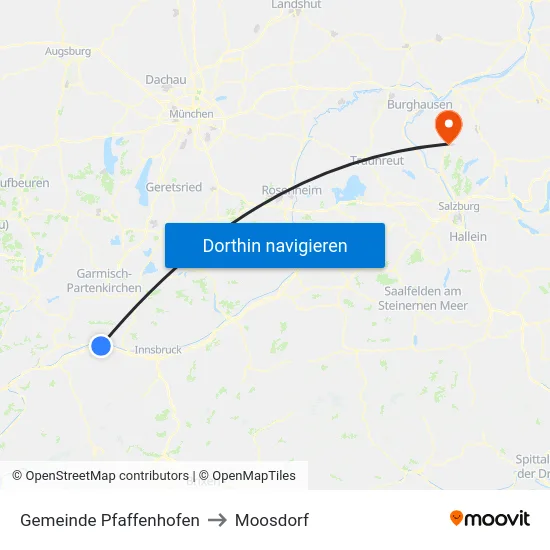 Gemeinde Pfaffenhofen to Moosdorf map