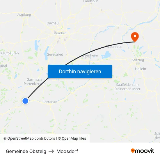 Gemeinde Obsteig to Moosdorf map
