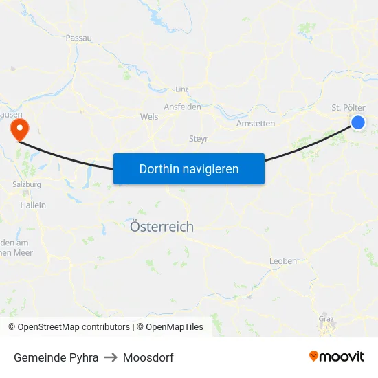 Gemeinde Pyhra to Moosdorf map
