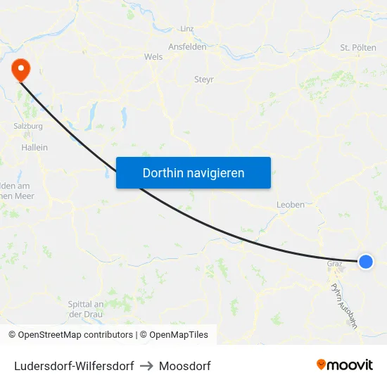 Ludersdorf-Wilfersdorf to Moosdorf map