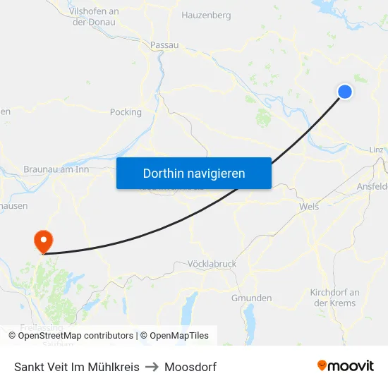 Sankt Veit Im Mühlkreis to Moosdorf map