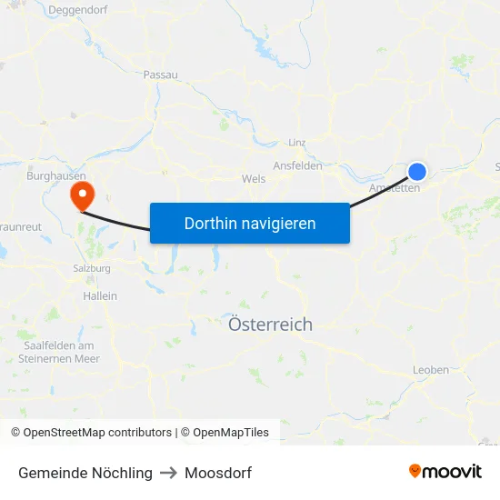 Gemeinde Nöchling to Moosdorf map