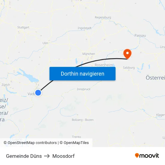 Gemeinde Düns to Moosdorf map