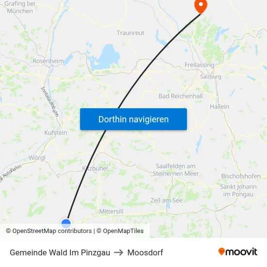 Gemeinde Wald Im Pinzgau to Moosdorf map