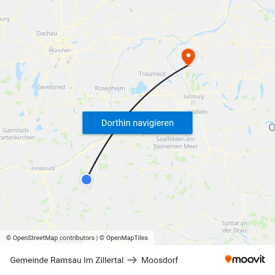Gemeinde Ramsau Im Zillertal to Moosdorf map