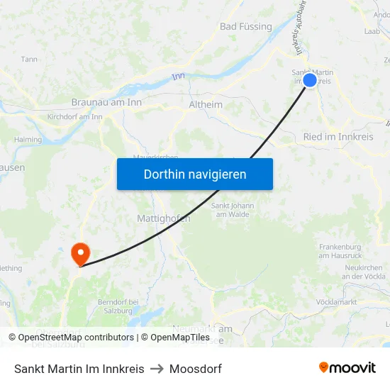 Sankt Martin Im Innkreis to Moosdorf map