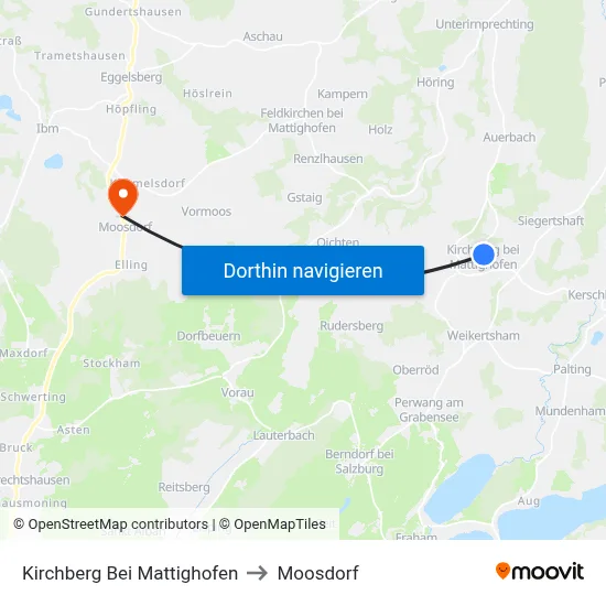 Kirchberg Bei Mattighofen to Moosdorf map