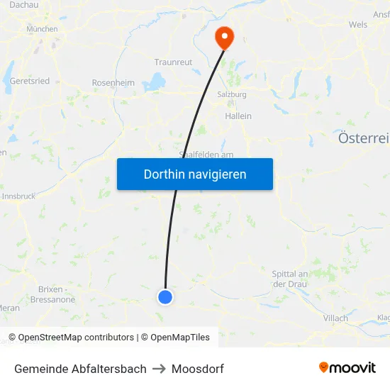 Gemeinde Abfaltersbach to Moosdorf map