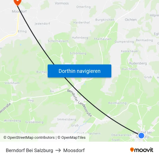 Berndorf Bei Salzburg to Moosdorf map