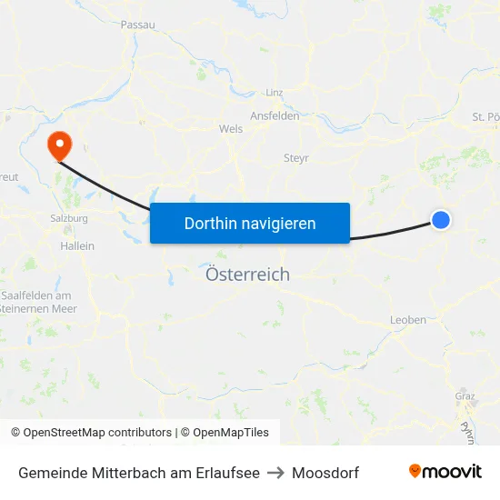 Gemeinde Mitterbach am Erlaufsee to Moosdorf map