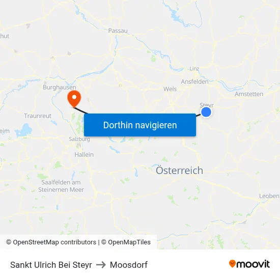 Sankt Ulrich Bei Steyr to Moosdorf map