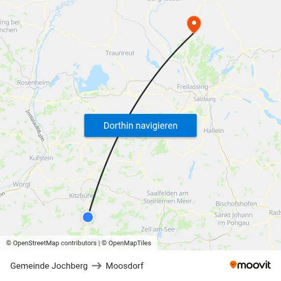 Gemeinde Jochberg to Moosdorf map