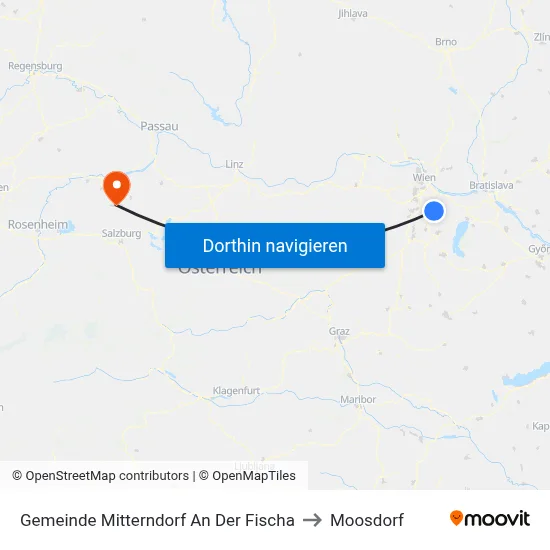 Gemeinde Mitterndorf An Der Fischa to Moosdorf map