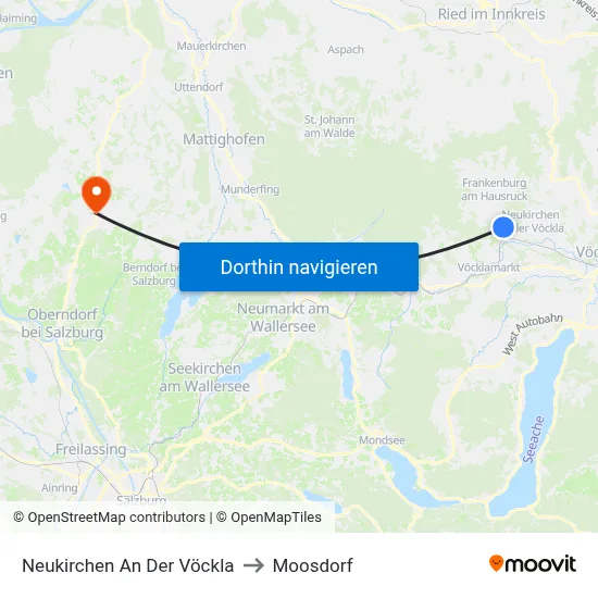 Neukirchen An Der Vöckla to Moosdorf map