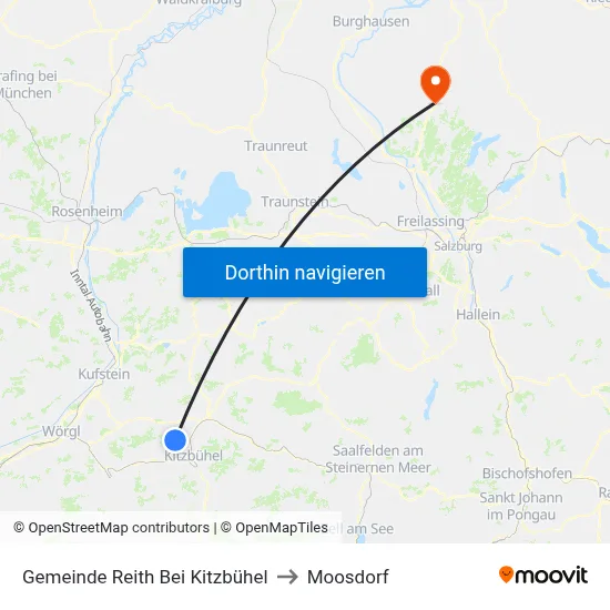 Gemeinde Reith Bei Kitzbühel to Moosdorf map