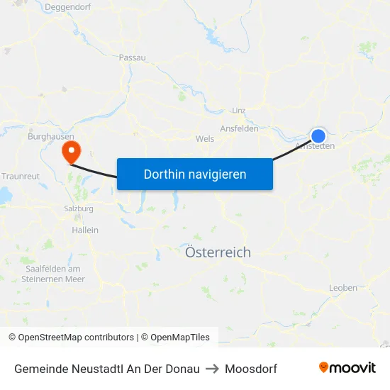Gemeinde Neustadtl An Der Donau to Moosdorf map