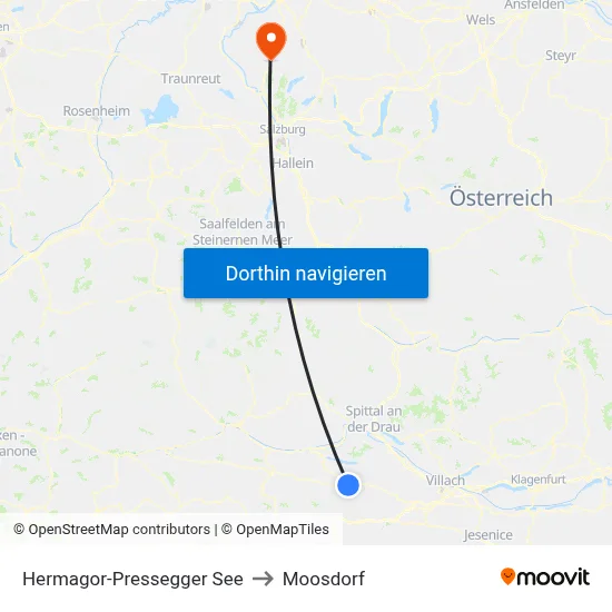 Hermagor-Pressegger See to Moosdorf map