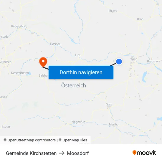Gemeinde Kirchstetten to Moosdorf map