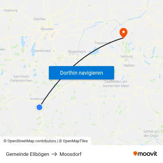 Gemeinde Ellbögen to Moosdorf map