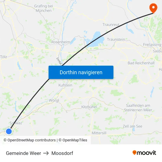 Gemeinde Weer to Moosdorf map