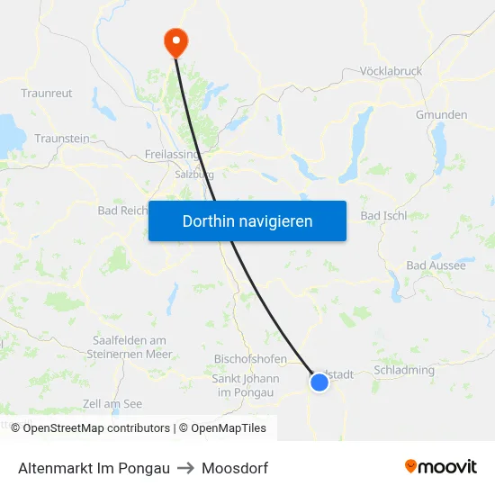 Altenmarkt Im Pongau to Moosdorf map