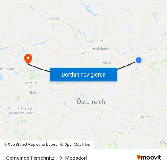 Gemeinde Ferschnitz to Moosdorf map