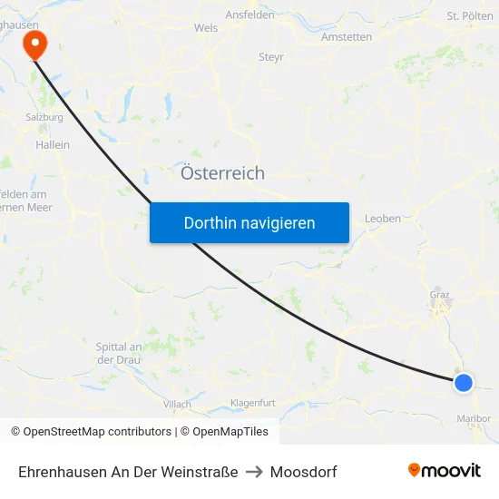 Ehrenhausen An Der Weinstraße to Moosdorf map