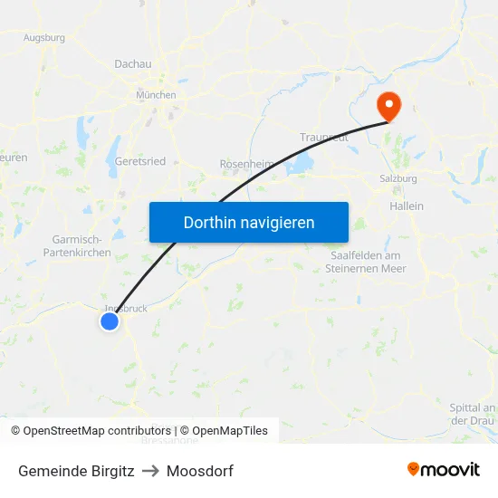 Gemeinde Birgitz to Moosdorf map