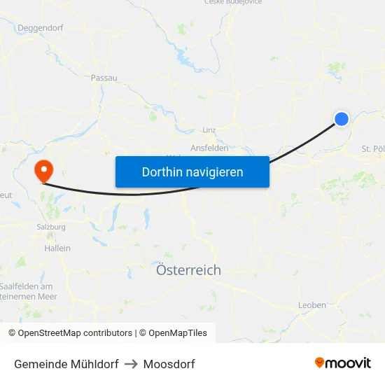 Gemeinde Mühldorf to Moosdorf map