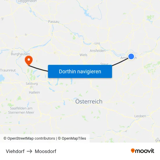 Viehdorf to Moosdorf map